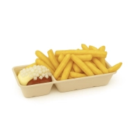 Frites met mayo, curry en uitjes